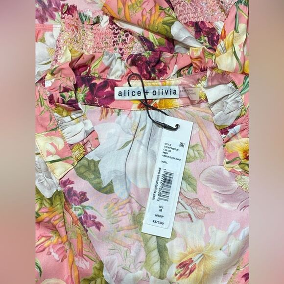 ALICE + OLIVIA Faux Pearl Floral Blouse size M - Picture 14 of 15